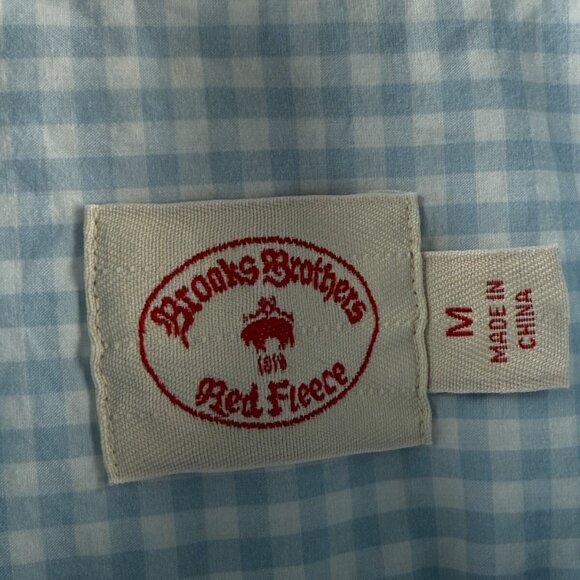 Brooks Brothers Cotton Blue Medium Button-Down Check Men Shirt Long Sleeve Adult - Picture 10 of 14